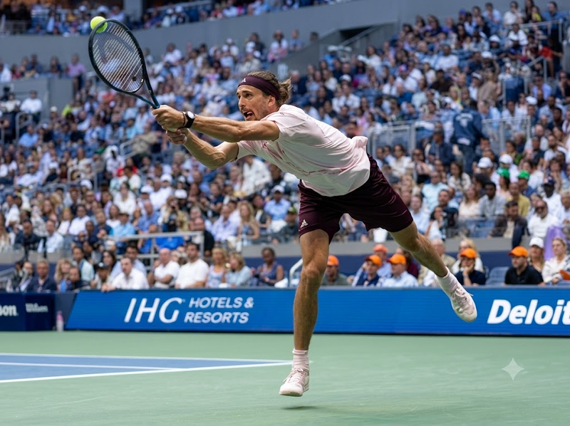 Alexander Zverev là tay vợt Đức nổi bật với thể hình cao lớn, giao bóng mạnh và trái tay hai tay ổn định. 