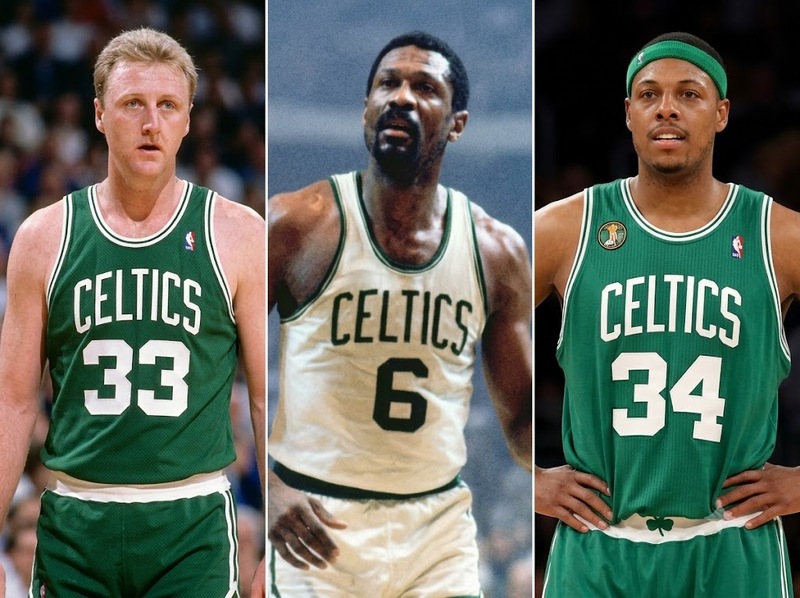 Bill Russell, Larry Bird và Paul Pierce là những biểu tượng lớn gắn với lịch sử Boston Celtics.